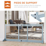 Barrière de sécurité pour chien extensible longueur réglable 104-180 x 36 x 69 cm pin bleu gris