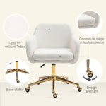 Chaise de bureau fauteuil de bureau avec roulettes hauteur réglable assise pivotante à 360° 60 x 61 x 79-88 cm crème