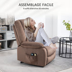 Fauteuil releveur électrique fauteuil relaxant dossier inclinable avec repose-pied télécommandes 90 x 93 x 110 cm marron