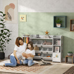 Meuble rangement enfant, étagère de rangement pour jouets enfants avec 8 bacs amovibles, 140 x 30 x 90 cm, blanc