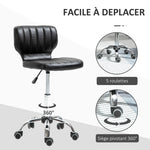 Rolkruk - draaibare werkstoel 360° - ergonomische kruk - verstelbare zithoogte 47-62 cm - zwarte gewatteerde kunstlederen bekleding, verchroomd metaal