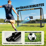 But de Football avec Mousse de Protection, 5 Piquets de Sol et Filet en PE, 180x60x120cm, Jaune
