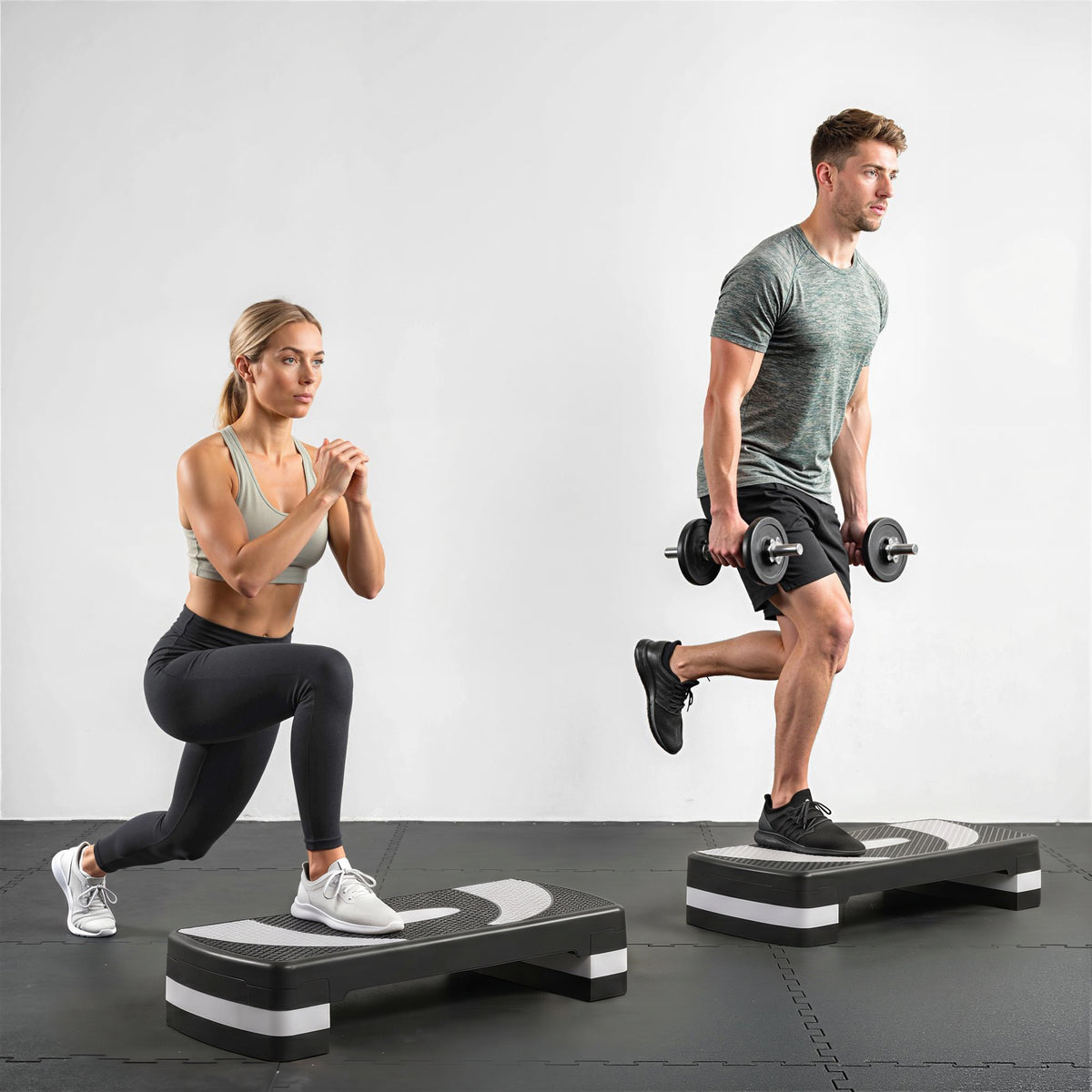 Stepper Fitness Aérobic hauteur réglable 10/15/20 cm surface antidérapante 80 x 31 x 20 cm plastique noir gris