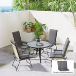 Lot de 4 coussins de chaise extérieur avec attaches et bande réglable, anti-décoloration UPF50+, 124x50x5cm, gris