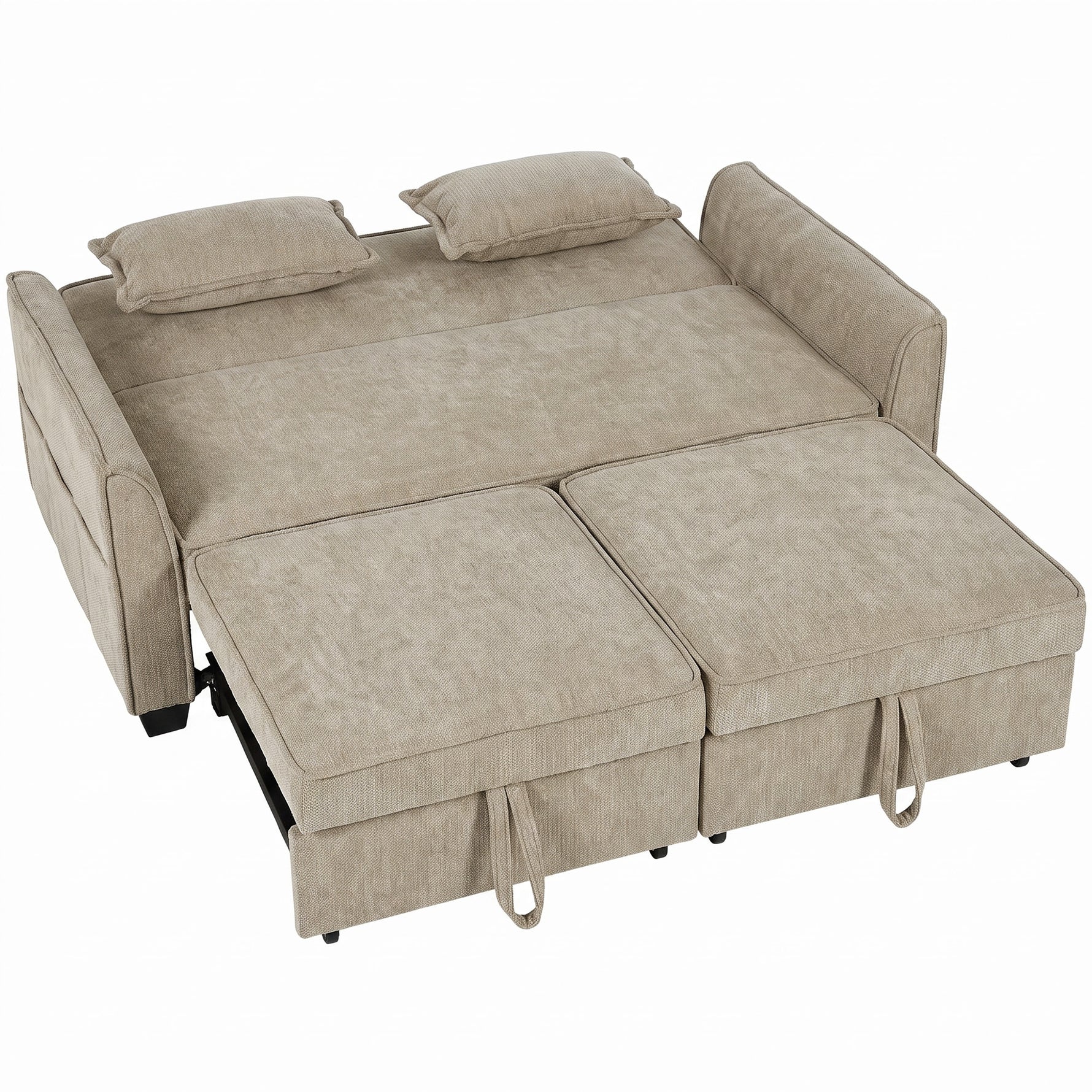 Canapé Convertible 2 Places 4 en 1, Canapé-Lit d'Angle en Chenille 167cm, Dossier Réglable, Assise Large, Marron