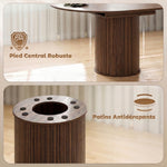 Mesa de Comedor Extensible para 6 a 8 Personas, 110-150 cm, Mesa de Cocina Ovalada con Base Central Redonda, Nogal