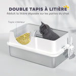 Maison de toilette pour chat avec couvercle amovible, bac à litière chat fermé côtés hauts, 60,5x40,5x45cm, blanc