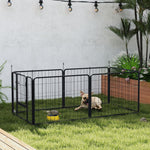 Dog playpen, 6-panel modular and foldable dog enclosure, portable steel with door 80 x 60 gray