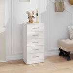 Commode 5 tiroirs, meuble de rangement étroit, style moderne, pour chambre à coucher, salon, couloir, 40x35x85cm, blanc