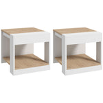 Lot de 2 tables d'appoint bout de canapé table de chevet 40 x 40 x 45 cm - blanc et naturel