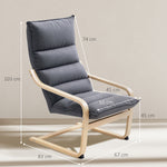 Poltrona da salotto, poltrona relax moderna, poltrona da camera con braccioli curvi, cuscini, 67 x 83 x 105 cm, grigio