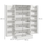 Armoire meuble de cuisine garde-manger 2 portes avec 5 étagères et 12 porte-épices - 60 x 30 x 104 cm - blanc