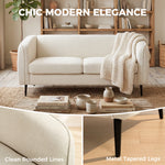 Canapé 2 places en velours, canapé de salon moderne 160 cm, assise large rembourrée, coussin épais à ressorts, beige