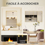 Espejo de pared tipo ventanal rectangular estilo industrial, horizontal o vertical con 4 ganchos, en metal dorado 109 x 69 cm