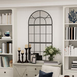 Miroir mural arqué miroir mural en forme de fenêtre ensemble de 3 pièces cadre en métal 76 x 43 cm noir