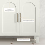 Meuble sous lavabo meuble de salle de bain avec placard à deux niveaux étagères réglables 90l x 30P x 63H cm crème