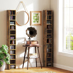 Rangements pour CD et DVD avec 12 compartiments, capacité max. 204 CD, 21 x 20 x 175 cm, brun rustique