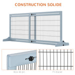 Barrière de sécurité pour chien extensible longueur réglable 104-180 x 36 x 69 cm pin bleu gris