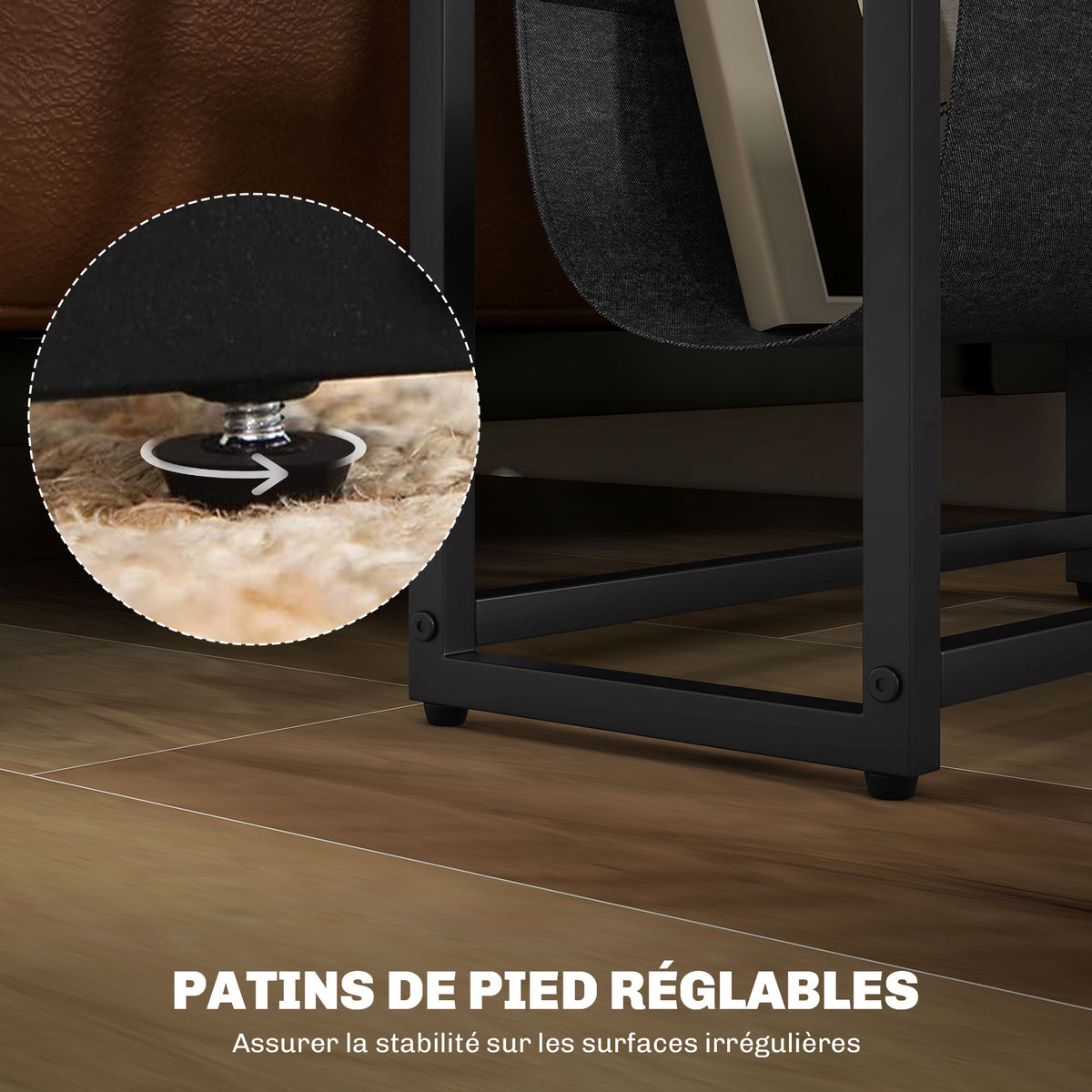 Tavolino da divano con ripiano e portariviste struttura in acciaio design industriale - 43L x 18P x 56A cm