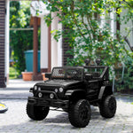 Voiture électrique pour enfants 12V avec télécommande, suspension à 4 roues, phares et klaxon, MP3, vitesse 3-5 km/h, pour 3-6 ans - noir