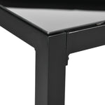 Table de jardin rectangulaire pour 8 personnes avec plateau en verre trempé et cadre en aluminium noir