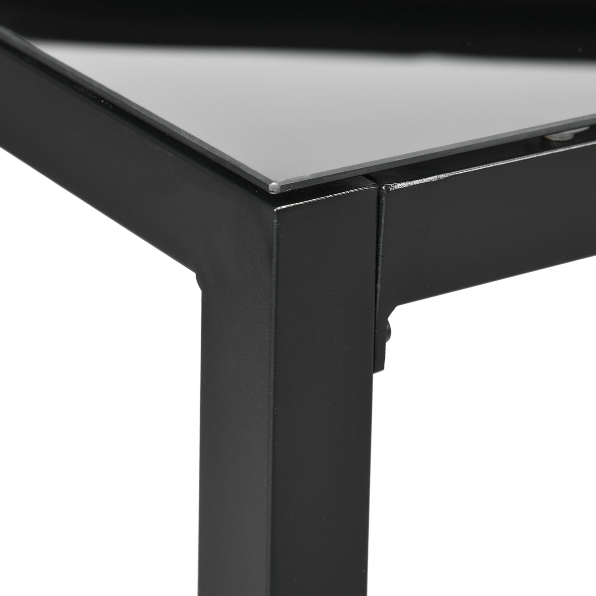 Table de jardin rectangulaire pour 8 personnes avec plateau en verre trempé et cadre en aluminium noir