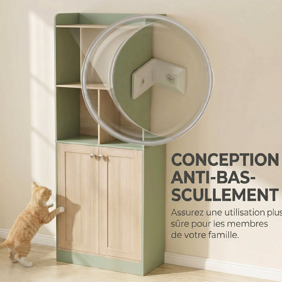 Bibliothèque à 5 niveaux, meuble de rangement, étagère à livres avec 2 portes, 60 x 30 x 161,2 cm vert et bois naturel