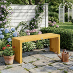 Banc de Jardin en Bois d'Acacia sans Dossier 2 Places, Assise à Lattes Effet Bois, 110x30x45cm, Bois naturel