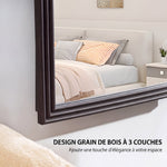Miroir de sol arqué pleine longueur miroir sur pied cadre en effet imitation pierre pour salon chambre 53x163cm marron