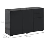 Buffet meuble de rangement 2 tiroirs coulissants 3 portes étagère réglable panneaux de particules 117 x 36 x 74 cm noir