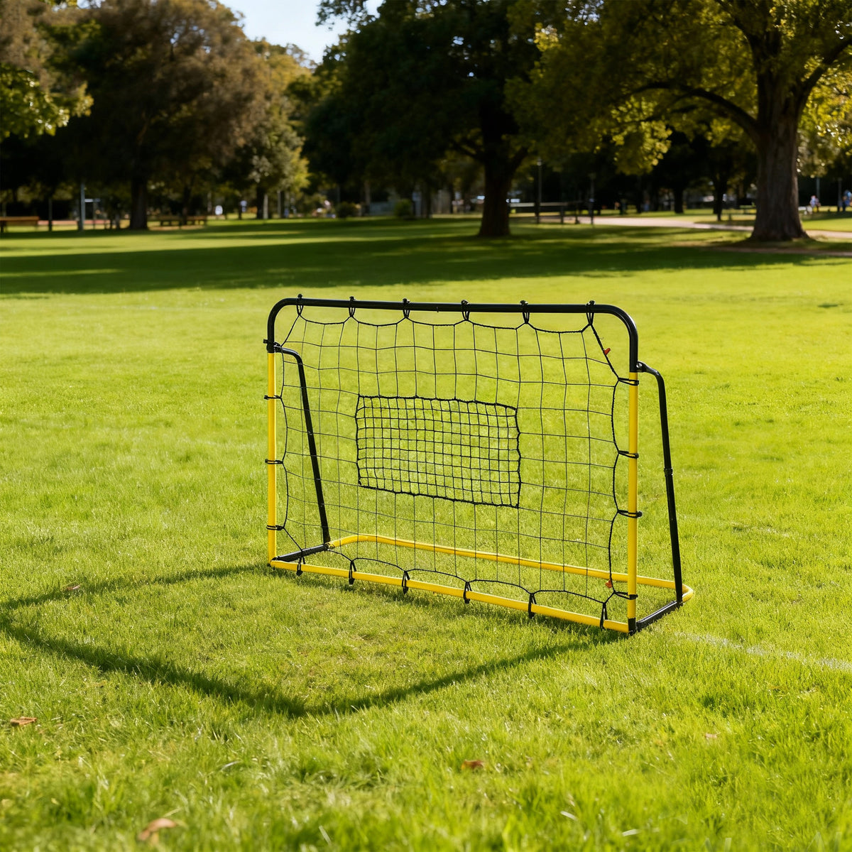 Filet de rebond de football, 184L x 123H cm, rebondisseur de football, 5 angles réglables de 60° à 90°,  jaune et noir