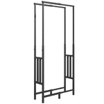 Range Bûches en Acier, Largeur & Hauteur Réglables, Étagère pour Bois de Cheminée, Charge 100 kg, 75,5x25x170cm, Noir