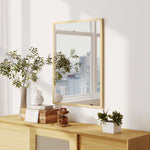 Miroir mural rectangulaire 80 x 60 cm, cadre en bois naturel, idéal pour la salle de bain, salon ou chambre