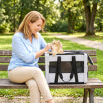 Sac de Transport pour Chat et Chien Pliable Tissu 300D Jusqu'à 10 kg 49,5 x 34 x 35,5 cm Gris