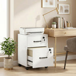 Caisson bureau mobile à 2 tiroirs, meuble rangement bureau sur roulettes pour documents suspendus format lettre, blanc