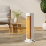 Chauffage d'appoint céramique PTC, radiateur électrique 2000 W avec thermostat réglable, minuterie, 21x19,7x61cm, blanc