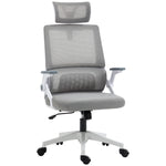 Sedia da ufficio regolabile in tessuto a rete di poliestere, schienale ergonomico reclinabile girevole grigio