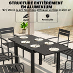 Table de jardin extensible table extérieur pour 4-6 personnes avec rallonge auto-stockée aluminium 80-160 x 80 cm noir
