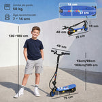 Trottinette électrique 120 W pliable pour enfant 7-14 ans 12 Km/h max. autonomie 10 Km max. bleu