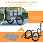 Remorque à vélo avec coffre de rangement amovible et pliable de 65L, réflecteurs de sécurité, charge max. 40KG, gris