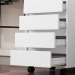 Caisson de bureau rangement bureau sur roulettes 4 tiroirs coulissants en bois aspect bois blanc