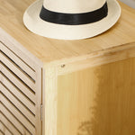 Meuble à chaussures armoire à chaussures style naturel - 2 placards avec 8 étagères - en bambou bois naturel