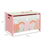 Coffre à jouet enfant coffre de rangement enfant couvercle rabattable motif de forêt coins arrondis 60 x 37 x 39 cm rose