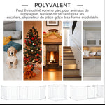 Barrière de sécurité parc enclos chien modulable pliable porte intégrée 300L max. x 74,5H cm métal PP blanc
