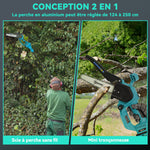 Mini tronçonneuse à batterie 8 pouces 6000mAh 580W élagueuse sans fil pour branches et jardin perche télescopique bleu