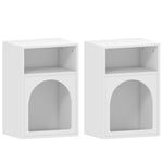 Lot de 2 tables de chevet, table de nuit avec compartiments ouverts, design arqué, 40 x 30 x 60 cm, blanc