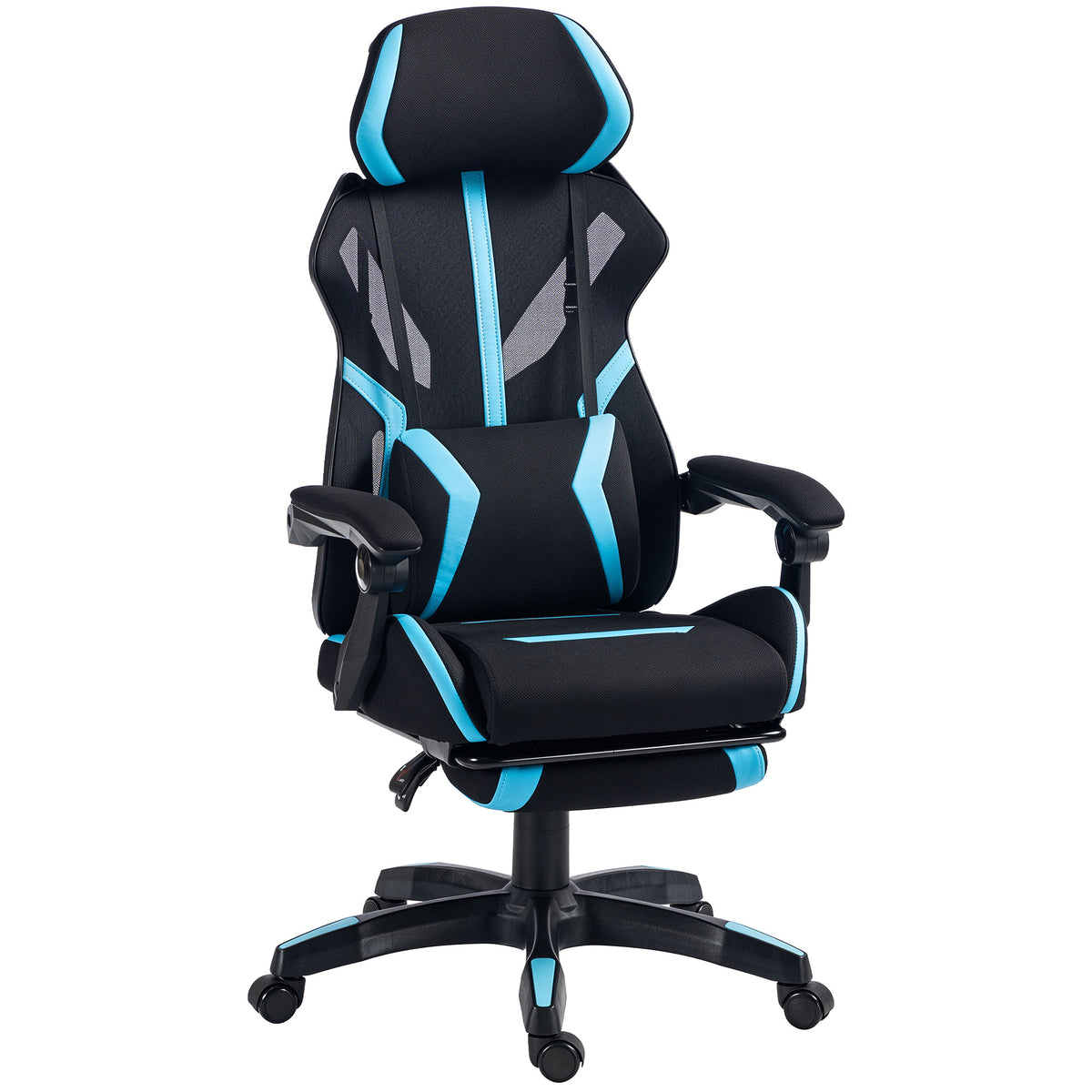 Ergonomic Gaming Chair, Reclining Mesh Gaming Chair with Adjustable Headrest, Lumbar Support, Black and Blue