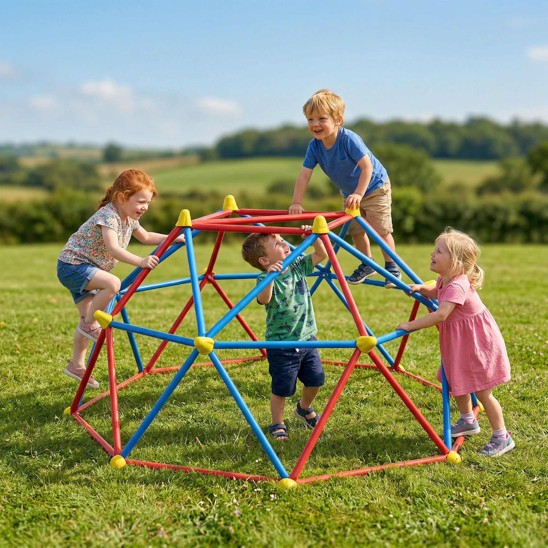 Dôme d'escalade enfant cage d'escalade structure en métal charge max. 180 kg assemblage facile 183 cm multicolore
