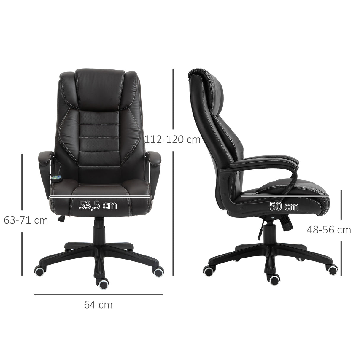 Fauteuil de bureau massant  fauteuil bureau ergonomique grand confort hauteur réglable fonction dossier à bascule revêtement synthétique brun