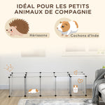 Modulair dierenverblijf voor kleine huisdieren, 20 panelen voor cavia's en egels, 175 x 70 x 45 cm, wit